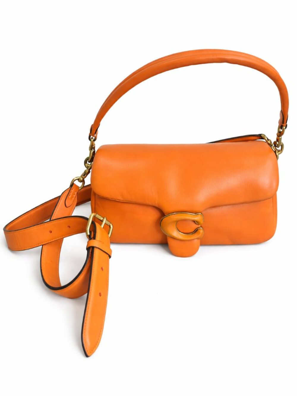 Coach 26 Pillow Tabby Leather Orange Shoulder Bag